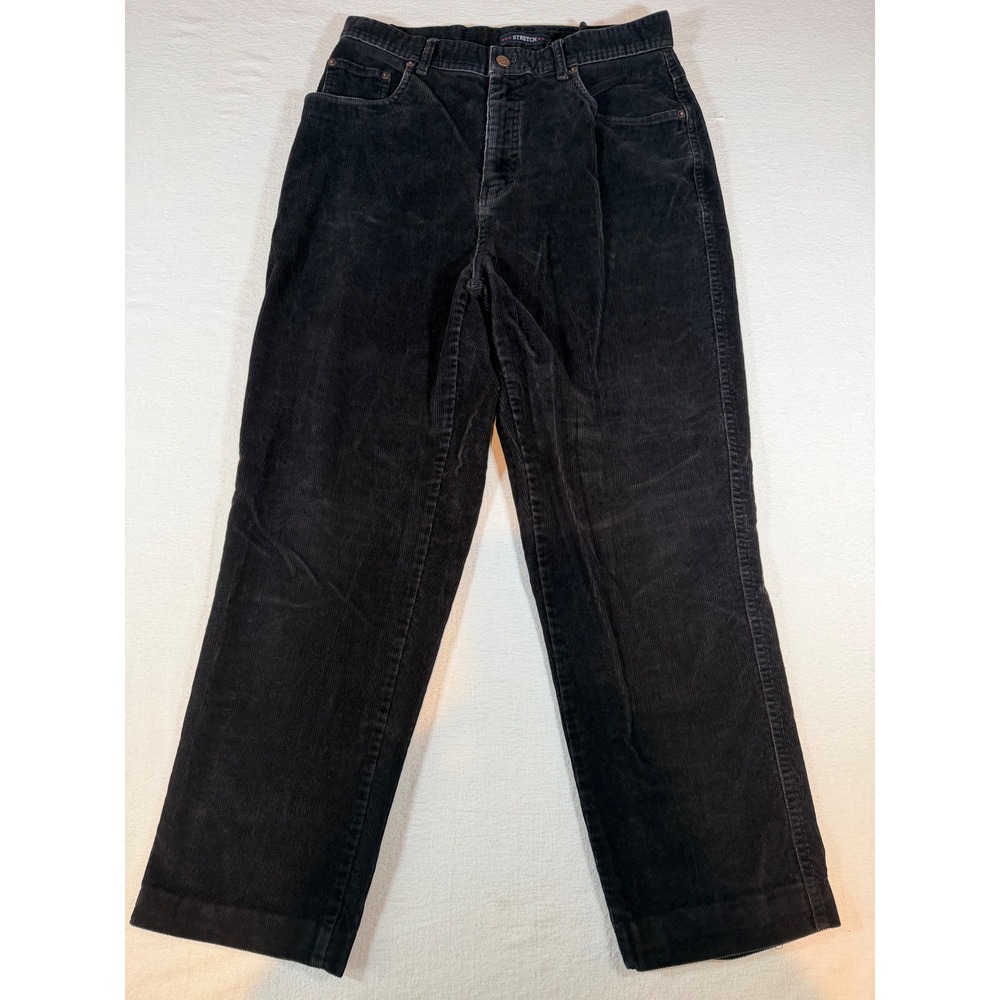 Bill Blass Jeans Black Corduroy Pants High Waisted Straight Leg Stretch Vintage